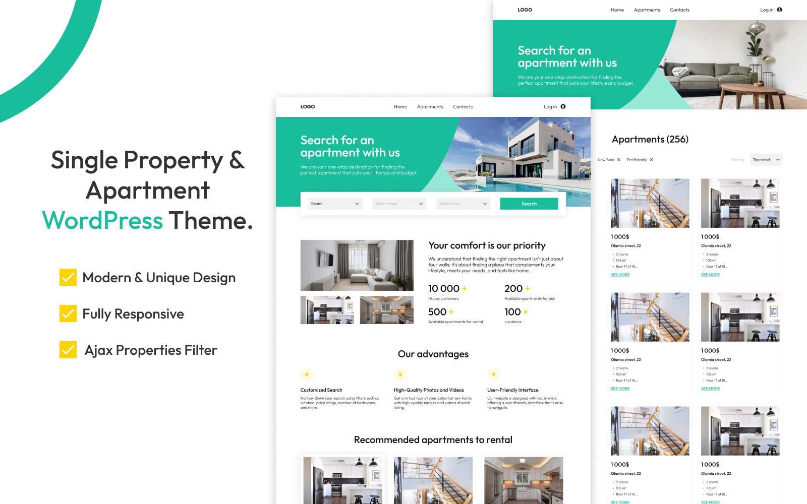 Apartments – WordPress theme for renting and selling real estate